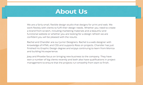 About us Page Design