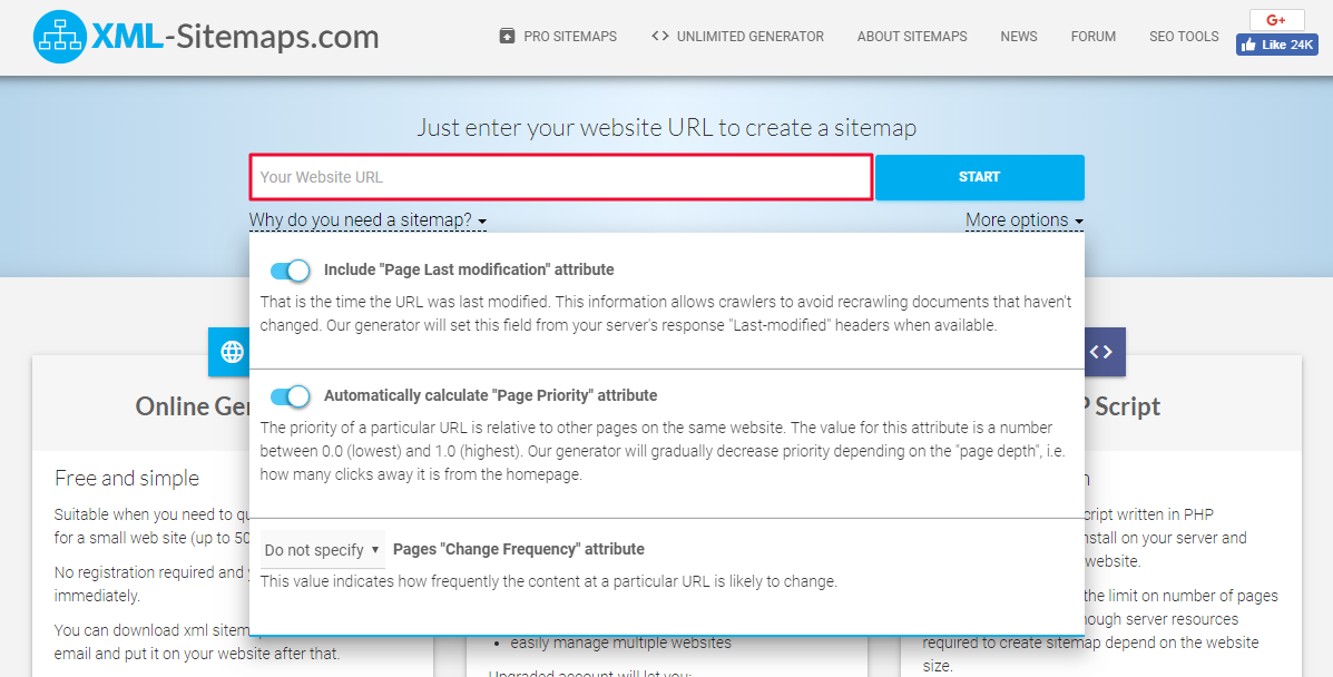 Sitemap creation tool