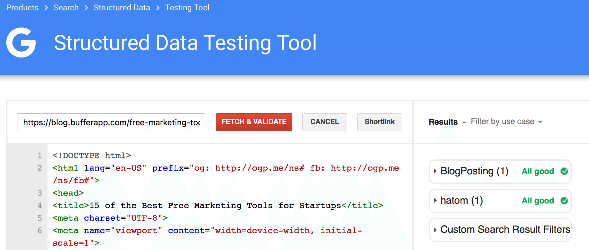 Structured Data Testing Tool