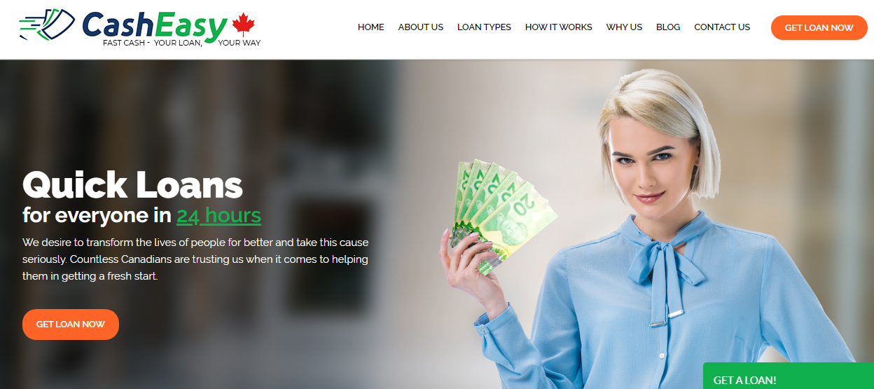 Casheasy.ca Website Home Page