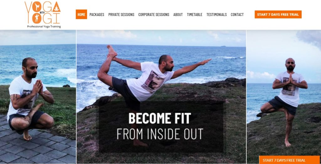 Yoga With Yogi Website Home Page