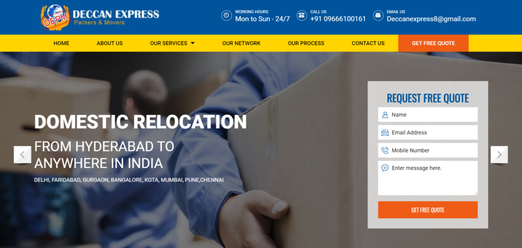 Deccanexpresspackers Website homepage