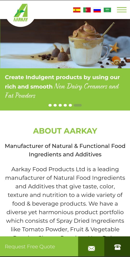 Aarkayfoods Website Homepage