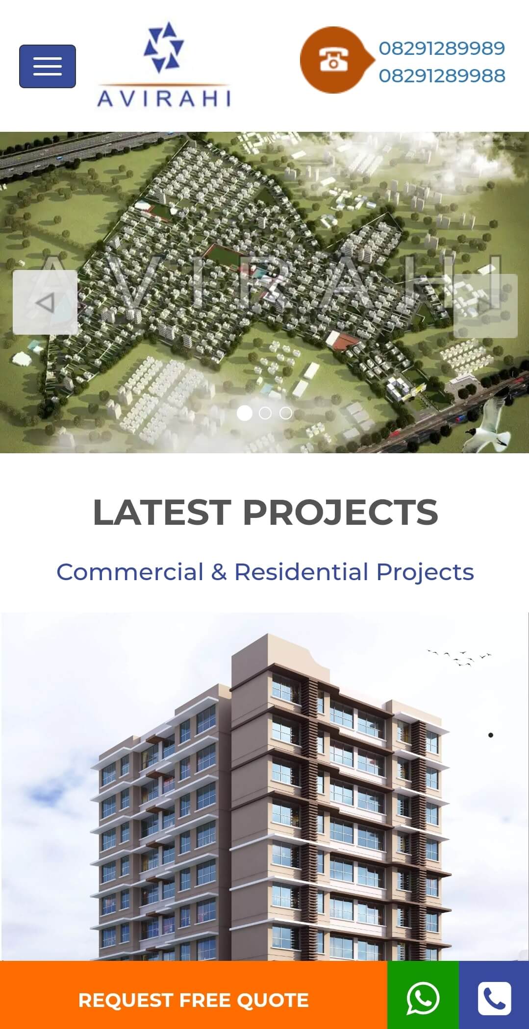 Avirahi Mobile Website Homepage