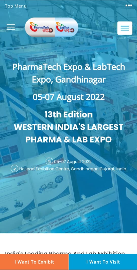 Pharmtechexpo Mobile Website Homepage