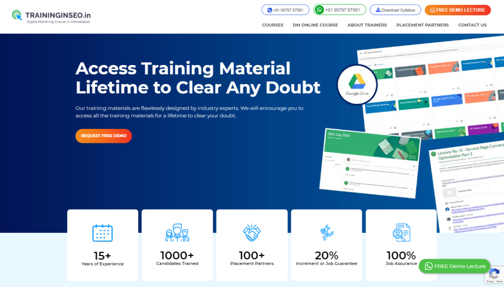 Traininginseo Desktop Website Homepage