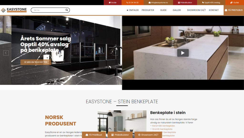 Easystone Website Homepage