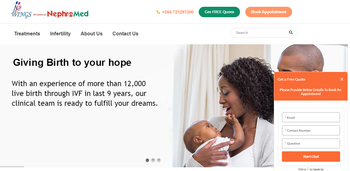 Wings IVF Website Home Page