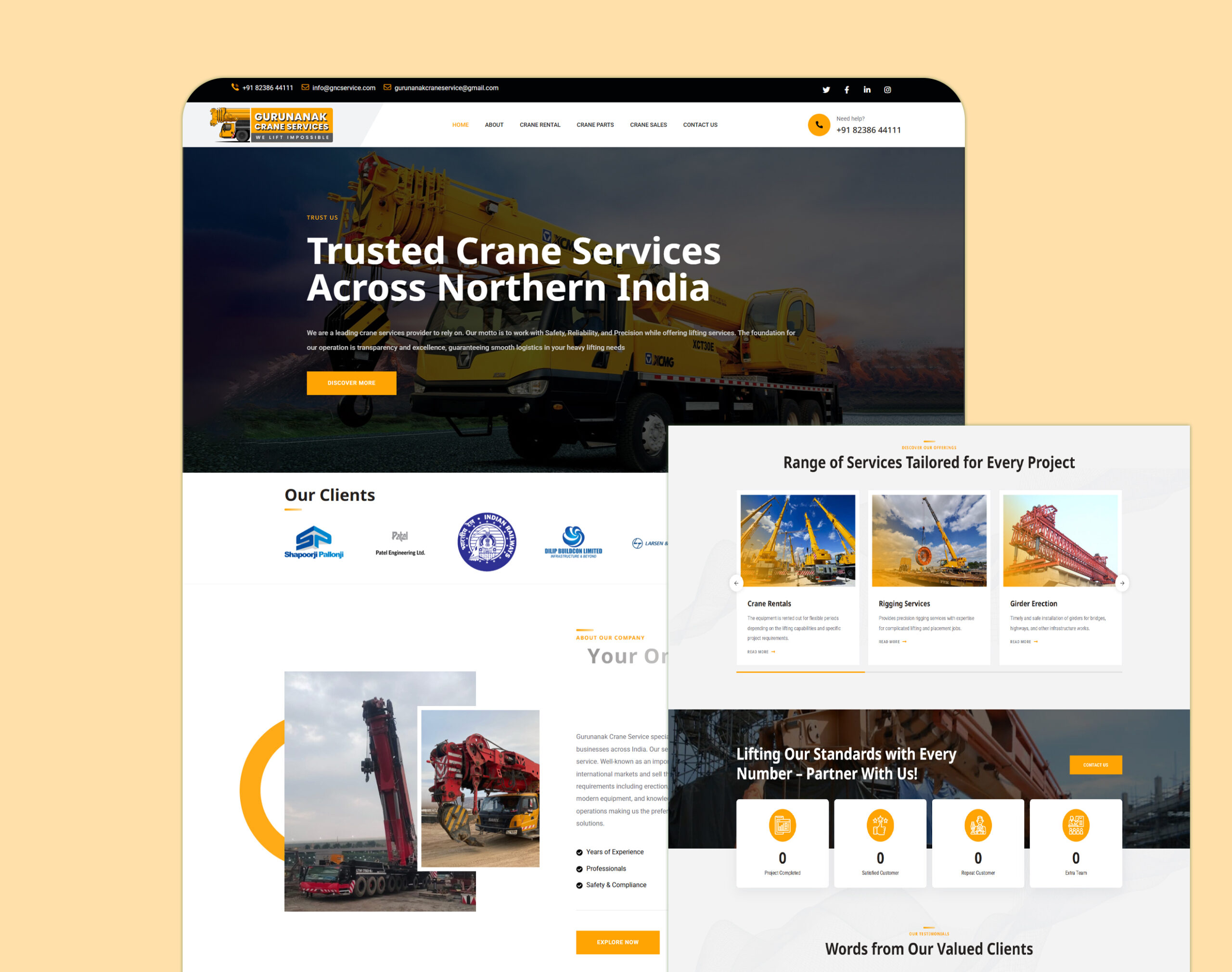 Website Development for Guru Nanak Crane Service