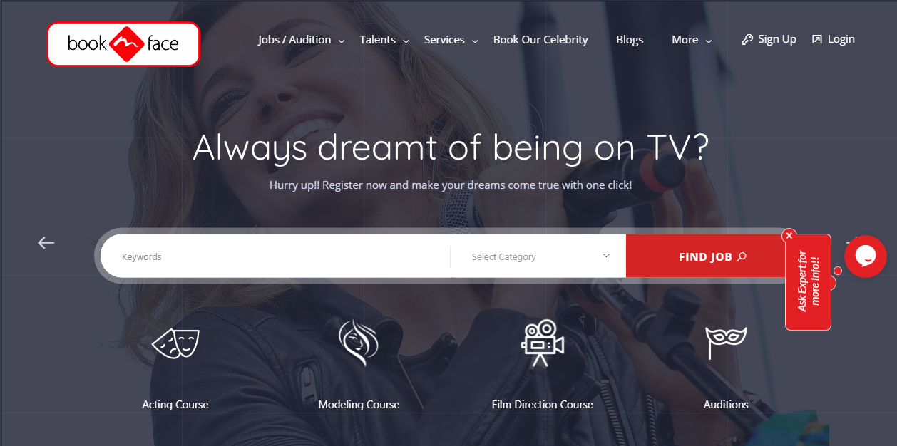 Bookmyface Website Homepage Bookmyface Website Homepage